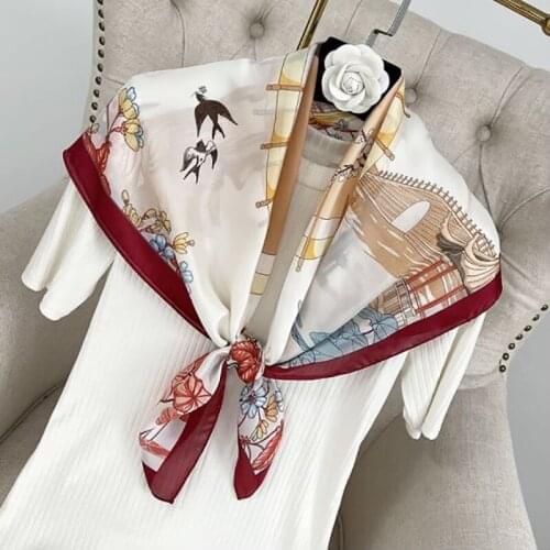 2021 new spring women scarf quality shawl silk fashion scarf headscarf beach sunscreen bag headscarf scarf 90cm*90cm