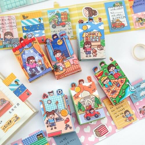 240 Sheets 6-fold Cartoon Cute Girl Sticky Notes Set for Taking Notes Message Planner To Do List Student Desktop