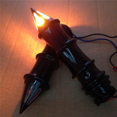 25mm Spike Hand Grips Turn Signals for Harley Davidson Customs Dyna Softail Black Aftermarket Free Shipping Motorcycle Parts