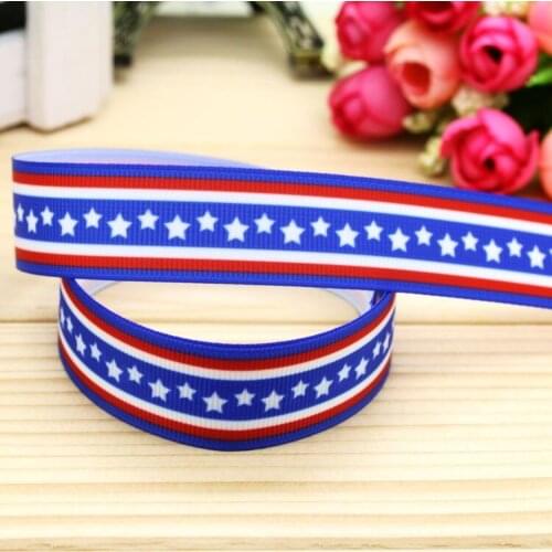 7/8'' Free shipping 4th of july printed grosgrain ribbon hair bow headwear party decoration wholesale OEM 22mm H4962
