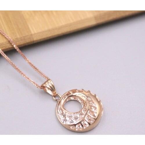 Au750 Pure 18K Rose Gold Pendant Bless Lucky Hollow Round Circle Pendant Men Women Gift 1.6-1.8g