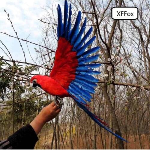 Big real life red&blue wings parrot model foam&feather gray paw simulation parrot bird gift about 45x60cm xf0269