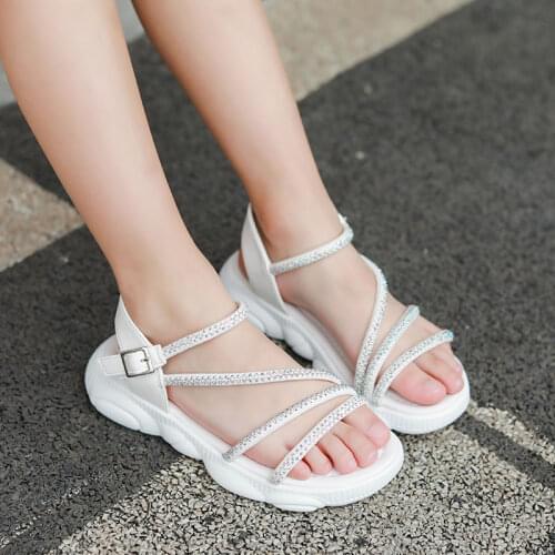 Girl Sandals Summer Fashion Crystal Sandals Baby Girls Bling Rhinestone Princess Single Sandals For Little Big Girls Shoes