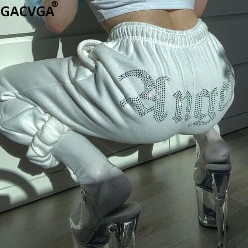 GACVGA Chic Diamond Autumn Winter Pants Women Loose Trousers Comfortable Thick Warm All-match Knitted Casual Pants Pockets