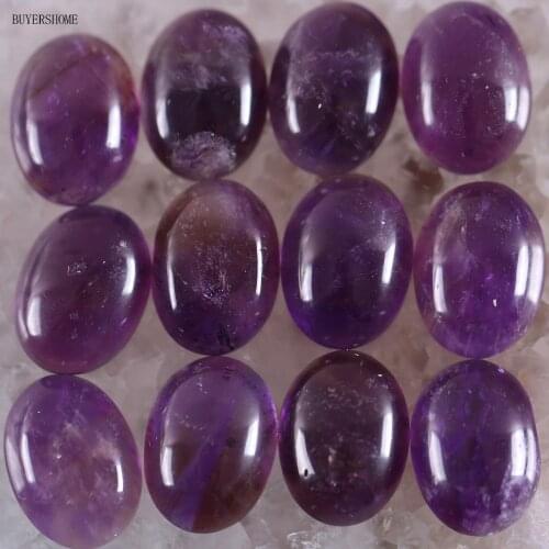 BUYERSHOME 10Pcs 13x18MM Natural Stone Purple Crystal No Drilled Hole Oval Cabochon CAB Bead For DIY Jewelry Making Ring K1608