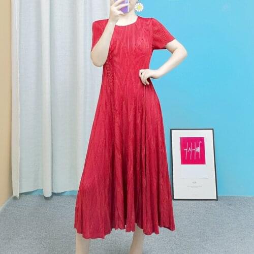 Changpleat Solid Summer Dresses