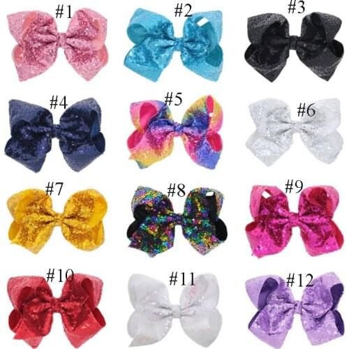 20pc/lot Large 7" Sequin BOW,Sequin Hair Bow Large Sequin Bows With Clips, Girls Rainbow Hair Bow Hairgrips