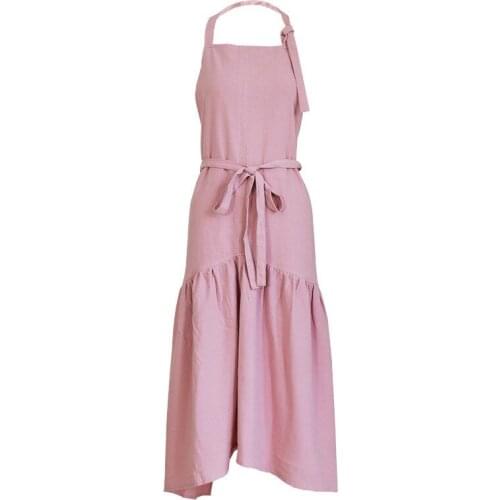 Japanese cotton and hemp fishtail fairy apron Long length slim and elegant super fairy flower shop manicure shop work clothes