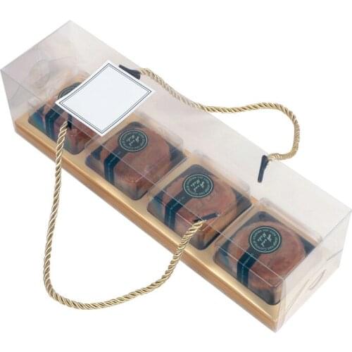 New 4 Sections Packaging Boxes Baking Cup Macaron Cake Mooncake Containers Box Wedding Party Party Candy Gift Packing Cases