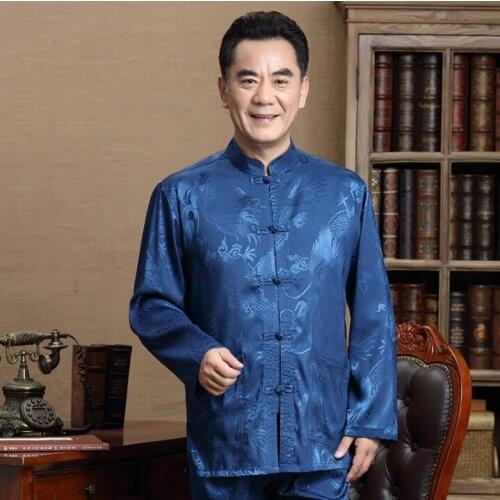 Middle-aged Tang suit men Buckle blazer Long sleeve spring autumn casaco jaqueta masculina coats mens jacket Chinese style