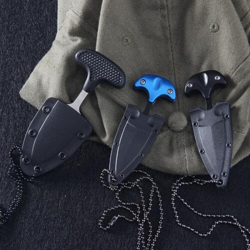 Mini Necklace Small Straight Knife Stainless Unpacking Knife Portable Outdoor Tools Aviation Aluminum Handle Steel Black