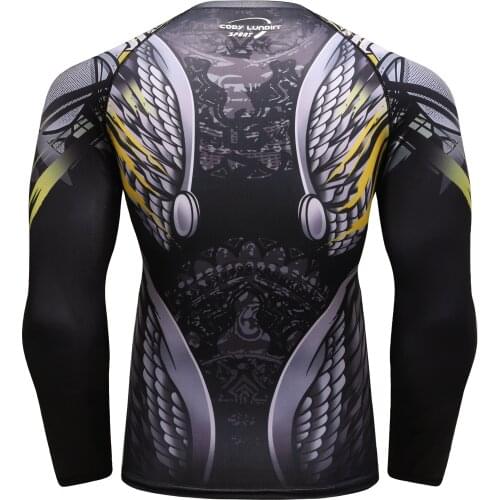 Fashion MMA Running T-Shirt Rashguard Men Long Sleeve T Shirts Bodybuilding MMA Clothing Sport Tops 3D Print T Shirt