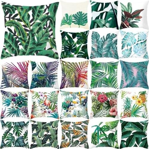 Fashion Tropical Plant Print Throw Pillow Covers Leaves Decorative Pillowcases Cushion Cover for Home Sofa Cafe Seat Pillow Case