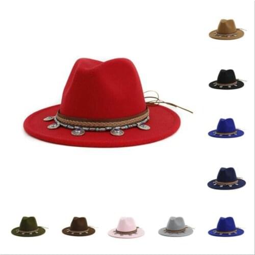 Mens Women Jazz Fedora hat cowboy fascinator hats Wide Brim Felt winter autumn Vintage Church Caps wedding formal panama Cap