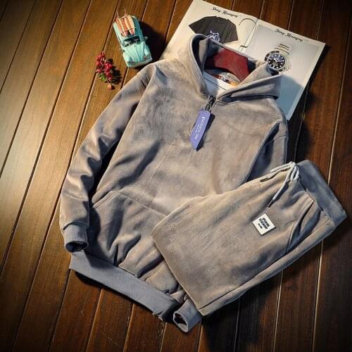 2019 New Sportswear Set Male Hoodie Sporting Suits Winter Tracksuits Men Set Thicken Fleece Pullover Sweatshirt + Pants Suit