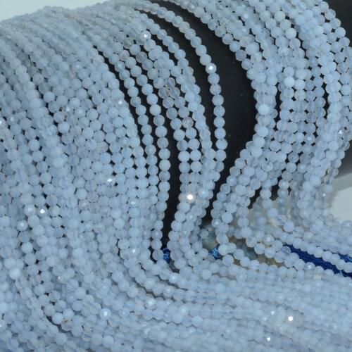 Natural Blue Lace Agate Faceted Round Beads 2.3mm,3mm