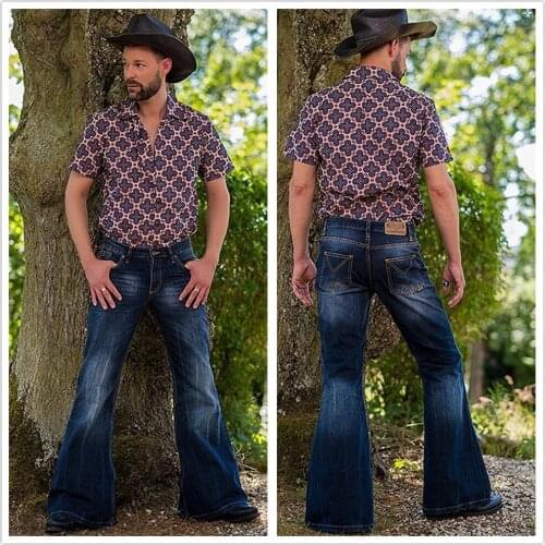 2011 New Men Flare Jeans Fashion Stretch Denim Long Pants Punk Style Western Cowboy Jeans S-3XL Drop shipping