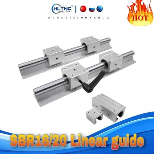 SBR linear guide support rail 2pcs SBR16 / SBR20 + 4pcs linear bearing blocks SBR16/20UU / SBR16/20LUU for CNC parts