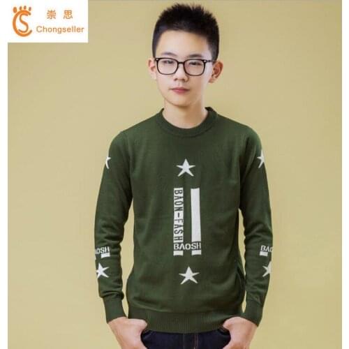 4-16T Soft Cotton Chilfren Clothing For Big Boy Knitted Sweater Spring And Autumn O-neck Pullovers Sweaters Boys Sweater