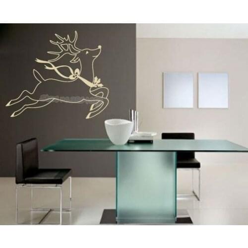 Cute Reindeer The Red Nosed Reindeer Pentium Christmas Wall Stickers Vinyl Holiday Home Decor Kids Boys Room mural EA751