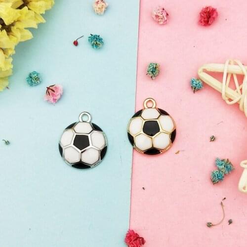 10pcs Half-faced Football Enamel Charms Fit DIY Earring Bracelet Drop Oil Alloy Sport Floating Pendants Jewelry Accessory YZ661