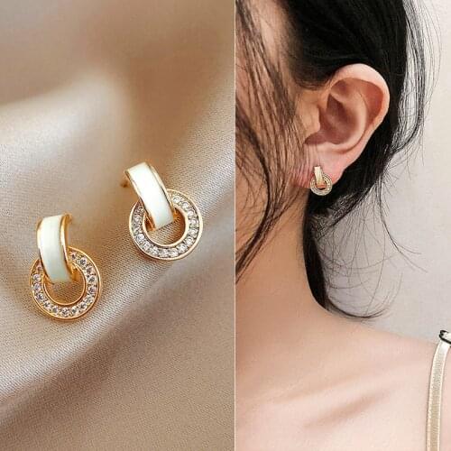Hot Gold zircon Stud Earrings Fashion romantic Gold Statement Earring for Womenn Party Wedding Fashion Female Jewelry cute Gift