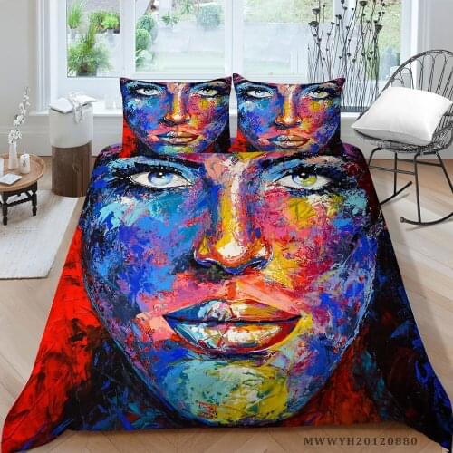 Portrait Painting Bedding Set Artistic Design Fashion Duvet Cover Queen King Twin Full Double Single Colorful Bed Set Hot Sale