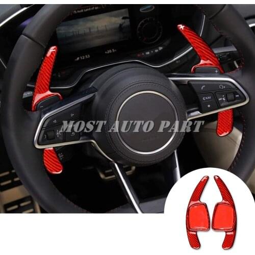Real Carbon Fiber Paddle Paddle Shift Steering Wheel Shifter For Audi A3 S3 A4 S4 A5 S5 A6 S6 A7 S7 Q2 Q5 Q7 TT TTS Red/Black