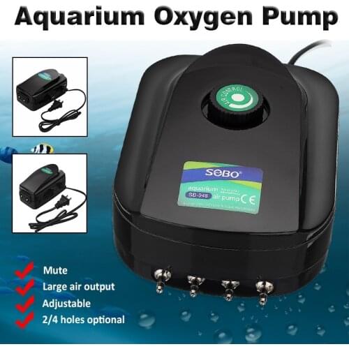 2/4 Holes 8/12W 220V Adjustable Air Output Aquarium Oxygen Pump Fish Tank Low Noise Aerator