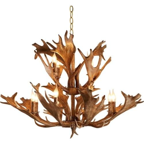 Retro Antler Chandelier Creative Resin Suspension retro Lamp E14 For living room bedroom cafe decoration Home lighting PA0130