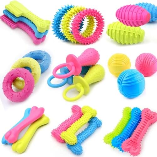 Pet Toys for Small Dogs Rubber Bite Resistance Dog Toy Teeth Cleaning Chew Training Toys 1pc Random Color Molar Thorn