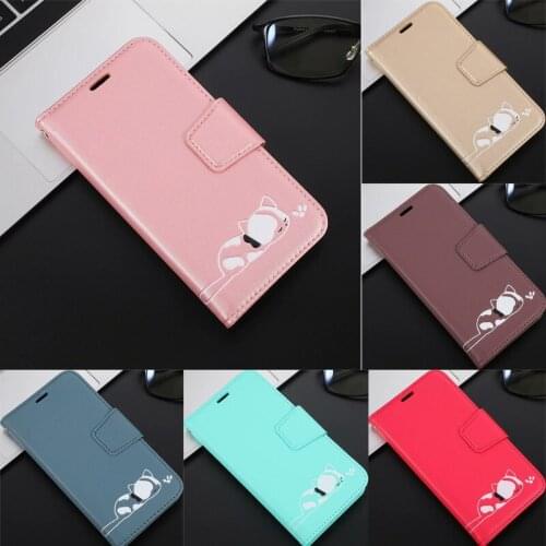 Cat Patterned Flip Luxury Leather Folio Wallet Case Cover For Huawei Honor 20 Lite P20 P30 Y7 Y6 2019 P Smart 10 Card Slots Capa
