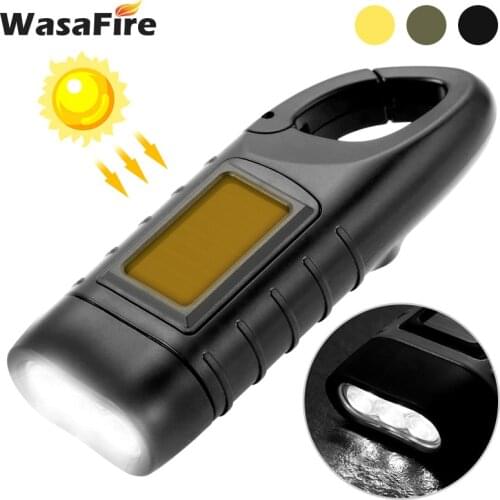 Hand Crank Solar Power Rechargeable Flashlight Mini Portable LED Torch Keychain Survival Dynamo Lantern for Outdoor Camping