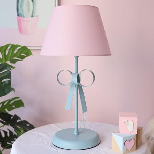 Nordic Bow-knot Pink Table Lamps Living Room Bedroom Modern Desk Lamp Girls Princess Bedside Led Stand Light Fixtures Home Decor