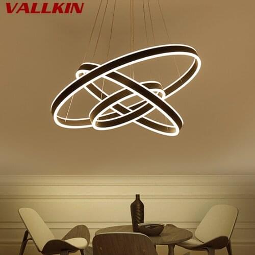 LED Modern Acrylic Chandeliers Lighting DIY Simple White Black Iron For Home Living Room Ceiling Lustre Ring Chandelier Lamps