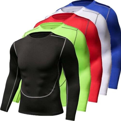 Sports Mens Training Tights Fitness Breathable Quick Dry Full Sleeve Football Basketball Running Elastic T Shirt Plus Size 018