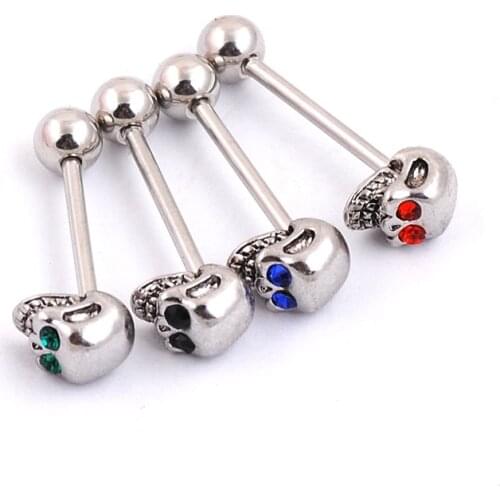 Women Fashion Sexy 316 Surgical Steel Skull Tongue Rings Body Piercing Jewelry