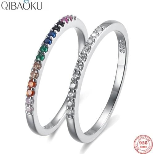 Thin 925 Sterling Silver Colored Zircon White Zircon Luxury Rings for Women Simple Stylish Temperament Rings Fine Jewelry