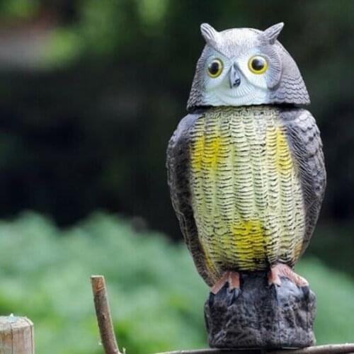 Wind Action Simulated Owl Decoy Deterrent Scares Birds Scarer Repeller Garden Decor Owl Statue Nursery