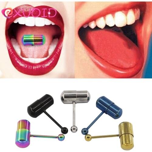 EXVOID Tongue Nail Vibrator Medical Stainless Steel Multi Color Sex Toys for Women Punk Vibrating Tongue Nail Piercing Jewelry