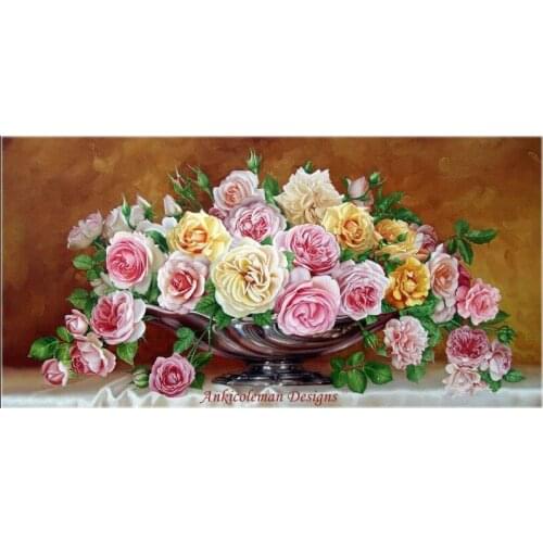 Needlework for embroidery crafts DIY DMC High Quality - Counted Cross Stitch Kits 14 ct Oil painting - Silver Pot Pouquet