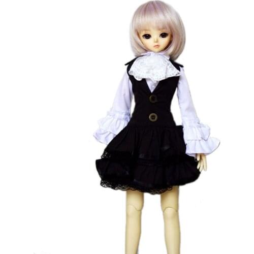[wamami] 243# 1/4 BJD MSD Doll Black Dress White Shirt Attached Lace Collar