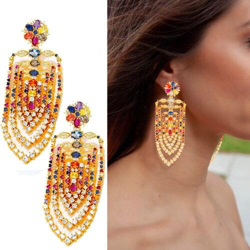 New Hot Bohemia Charm original Multicolor Big Pendant Earrings for Women Bridal Wedding Engagement boucle d'oreille femme 2021