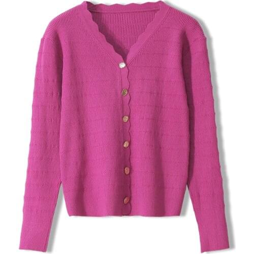 Spring Autumn Vintage Purple Women Sweater Pull Femme Tops V Neck Japan Style Center Buttons Female Streetwear Knitted Cardigan