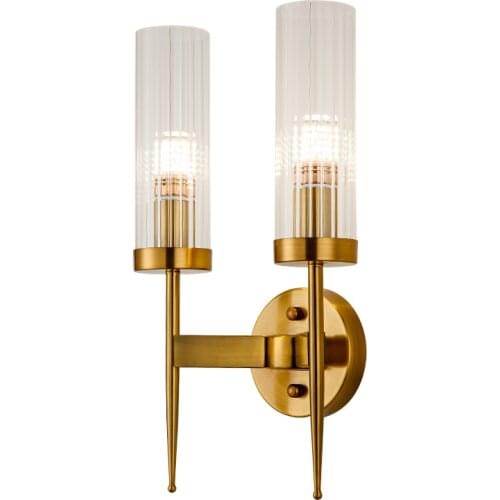 Golden metal Glass Shade Wall Lamp Foyer Decoration Hotel Bedroom Light Postmodern Aisle Porch Corridor Lighting