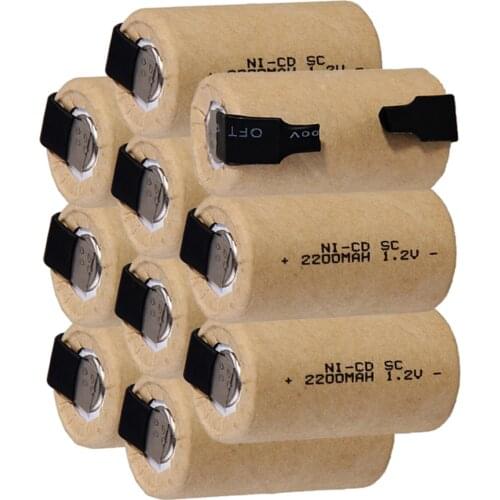 10 pcs SC battery screwdriver electric drill SubC batteria nicd 1.2V 2200mAh Ni-Cd accumulator