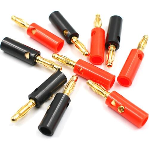 100pcs Screw Banana Plugs Audio Speaker Cable Wire Lead Pin Banana Connectors Gold Plated Adapter 4mm Black Red Special offer