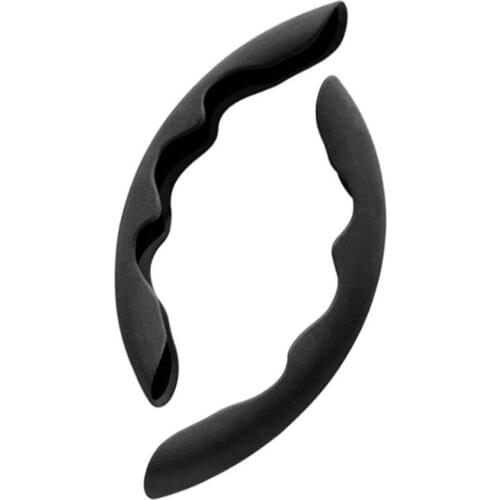 2PCS Universal Car Suede Steering Wheel Cover Handle Anti-Slip Protection Cover for Benz Jeep Dodge Etc