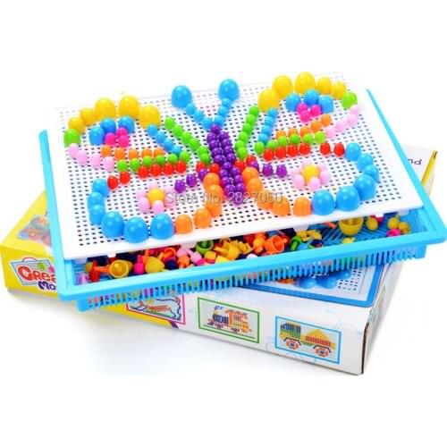 3D Mosaic Mushroom Nail Kit Puzzle baby toy 296pcs DIY Puzzles toys for Children Kids Gifts