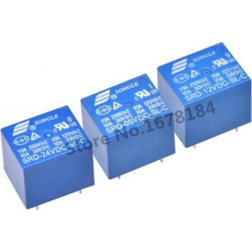 50PCS/lot Relay SRD-05VDC-SL-C SRD-09VDC-SL-C SRD-12VDC-SL-C SRD-24VDC-SL-C 5V 9V 12V 24V 10A 250VAC 5PIN T73